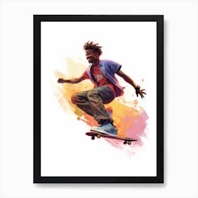 Skateboarding In Rome, Italy Gradient Illustration 1 Art Print