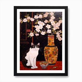 Camellia With A Cat 1 Art Nouveau Klimt Style Art Print