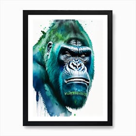 Angry Gorilla Showing Teeth Gorillas Mosaic Watercolour 1 Art Print