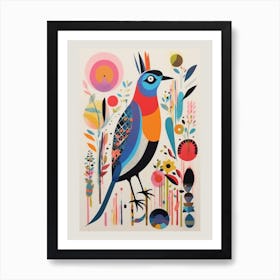 Colourful Scandi Bird Grouse 3 Art Print