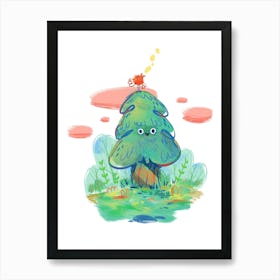 Happy Tree With Bird Art Print