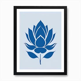 Blue Lotus Retro Minimal 4 Art Print