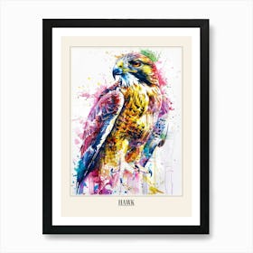 Hawk Colourful Watercolour 4 Poster Art Print
