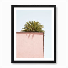 Tropical Green On Pastel Pink Art Print