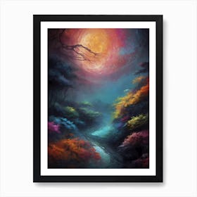 Full Moon In The Forest 7 Art Print