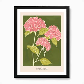 Pink & Green Hydrangea 3 Flower Poster Art Print