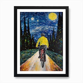 Cycling In The Style Of Van Gogh 4 Art Print