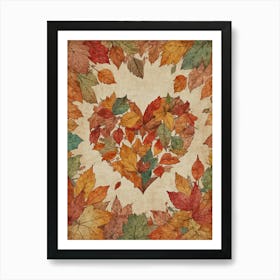 Autumn Leaves Heart 3 Art Print