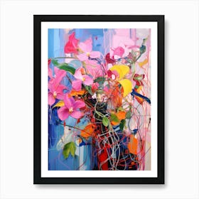 Abstract Flower Painting Fuchsia 3 Art Print