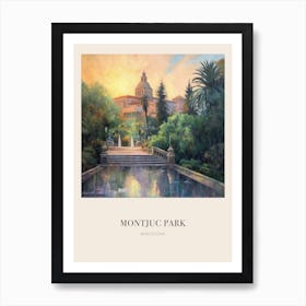 Montjuc Park Barcelona 4 Vintage Cezanne Inspired Poster Art Print