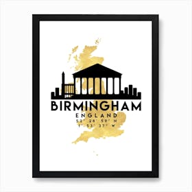 Birmingham England Silhouette City Skyline Map Art Print