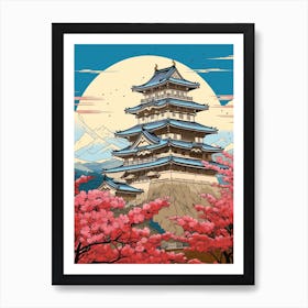 Himeji Castle, Japan Vintage Travel Art 1 Art Print