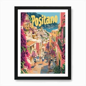 Aihrgdesign A 1970s Inspired Travel Poster For Positano 2 Art Print