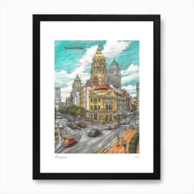 Bangalore India Drawing Pencil Style 1 Travel Poster Art Print