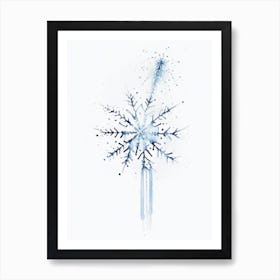 Needle, Snowflakes, Minimalist Watercolour 3 Art Print