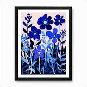 Blue Flower Illustration Lobelia 3 Art Print