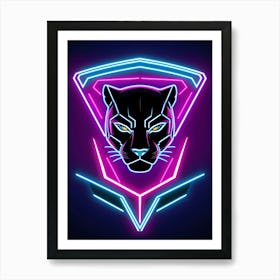 Neon Black Panther Logo Art Print