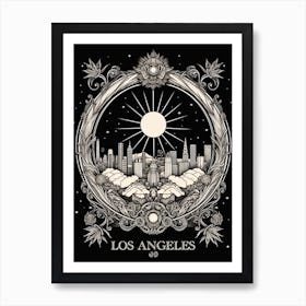 Los Angeles, United States,, Tarot Card Travel  Line Art 3 Art Print