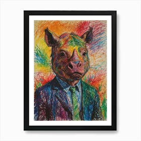 Rhino In Business Suit Art Print