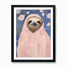 Playful Illustration Of Sloth For Kids Room 4 Art Print