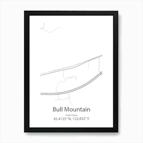 Bull Mountain,United States Minimalist Map 1 Art Print