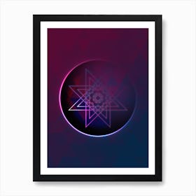 Geometric Neon Glyph on Jewel Tone Triangle Pattern 399 Art Print