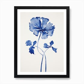 Blue Botanical Poppy 3 Art Print