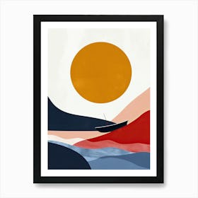 Sun Rising Over The Sea, Scandinavian Simplicity Affiche