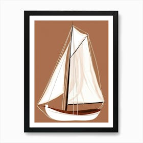 Sailboat On Brown Background Art Print