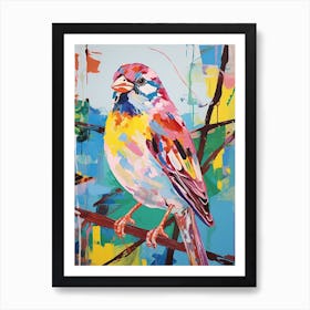 Colourful Bird Painting House Sparrow 3 Art Print