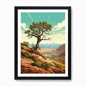  Retro Illustration Of A Joshua Tree In Rocky Landscape 3 Art Print
