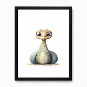 Watercolour Jungle Animal King Cobra 2 Art Print