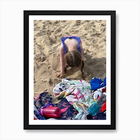 Little Girl Digging In The Sand Art Print