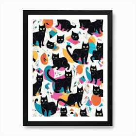 Black Cats pattern Art Print