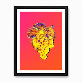Neon Grape Vine Botanical in Hot Pink and Electric Blue n.0209 Art Print