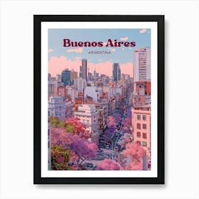 Buenos Aires Argentina Lapacho Trees Digital Travel Art Poster