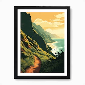 Kalalau Trail Hawaii 3 Hiking Trail Landscape Art Print