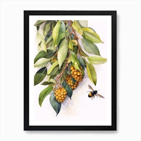 Beehive With Laurel Watercolour Illustration 4 Art Print