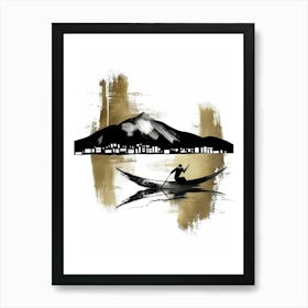 Canoe On Water 1 Art Print