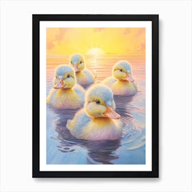 Ducklings Floating Along The Water 5 Art Print