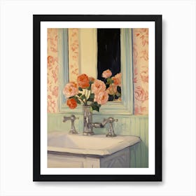 Bathroom Vanity Painting With A Camellia Bouquet 2 Art Print