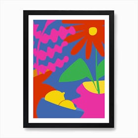 Maximalist Vibrant colors Flowers Art Print