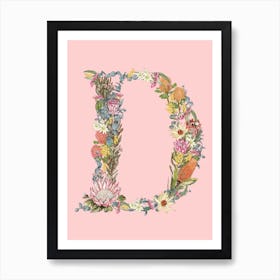 D Pink Alphabet Letter Art Print