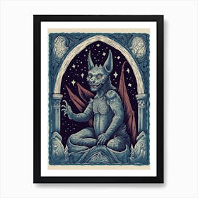 Gargoyle Tarot Card Blue 3 Art Print