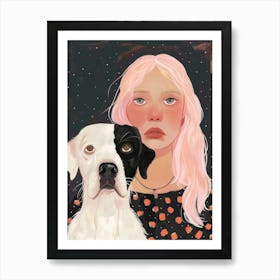 Girl And Her Dog 4 Art Print