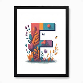 Colorful Letter F Illustration 21 Art Print