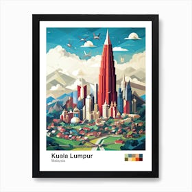 Kuala Lumpur, Malaysia, Geometric Illustration 2 Poster Art Print