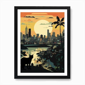 Jakarta, Indonesia Skyline With A Cat 0 Art Print