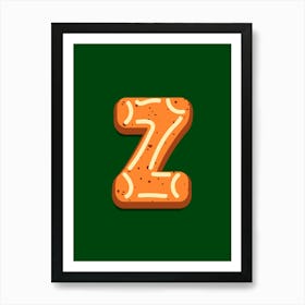 Gingerbread Christmas Letters Living Room Holiday Display Green 26 Art Print