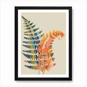 Colorful Fern Leaves Art Print
